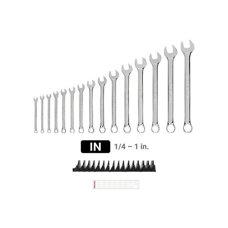 Set de llaves combinadas TEKTON de 1/4 a 1 pulgada con organizador modular ranurado (15 piezas) - WCB95102