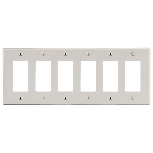 Placa de pared Hubbell Wiring Device-Kellems, 6 gángsters, 6) decorador, almendra clara - P266LA