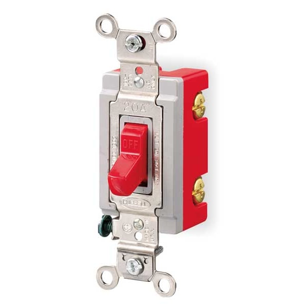 Hubbell Wiring Device-Kellems Interruptor de Pared, 3 Vías, 120/277V, 20A, Rojo, Toggl - HBL1223R