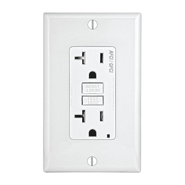 Leviton Leviton 3809514 20A; 125V 5-20R Decora AFCI & GFCI Dual Function Outlet; White - 3809514