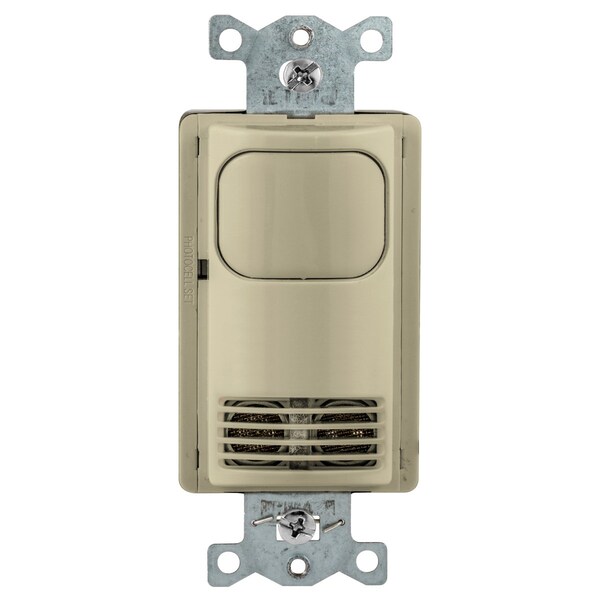 Bryant Wall Switch, Dual Tech, 1 Relay, 1000 Sq Ft, 800W Incand, 1000W Fluor @ 120V AC, 1800W Fluor @ 277V - MSD2000I1N