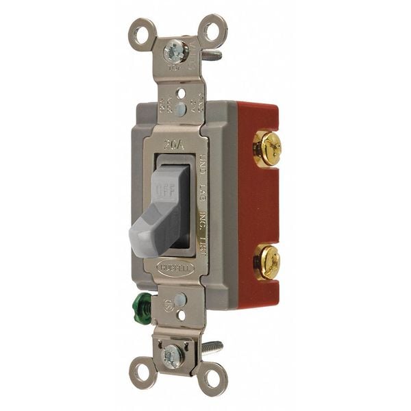 Interruptor de pared Hubbell Wiring Device-Kellems, 1 polo, 120/277V, 20A, Gris, Palanca