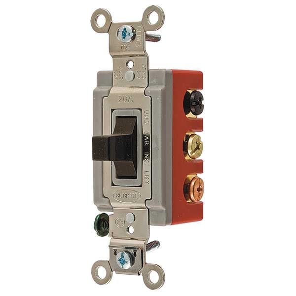 Interruptor de pared Hubbell Wiring Device-Kellems, 2 polos, 120/277V, 20A, café, palanca