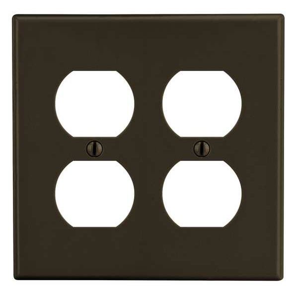 Placa de pared para toma duplex Hubbell Wiring Device-Kellems, número de grupos: 2, plástico, acabado satinado, color café - P82