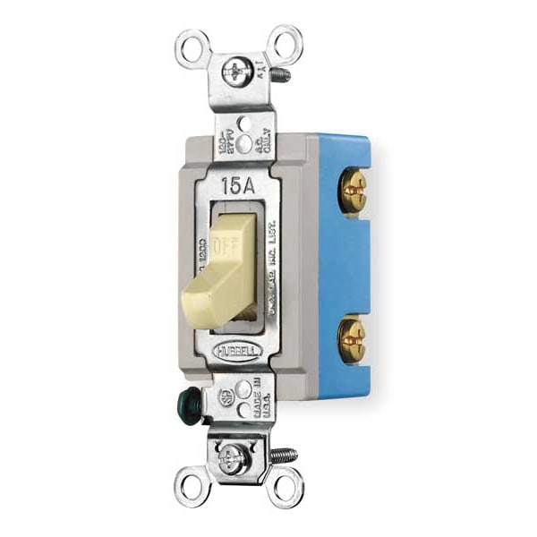 Interruptor de pared de 1 polo, 120/277V, 15A, Marfil, palanca