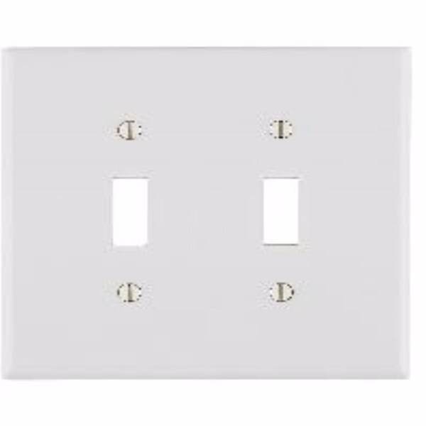 Placa de pared de palanca de plástico termoestable con recubrimiento en polvo antimicrobiano blanco de 2 gang Leviton - 88009-2AW