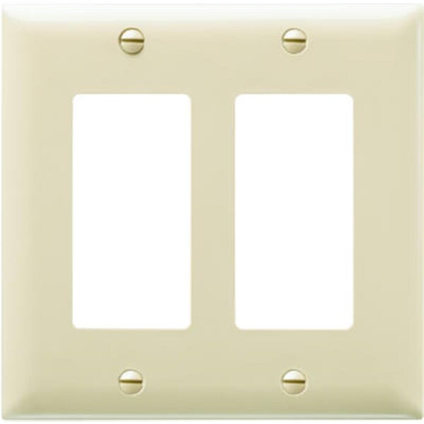 Placa de pared de nailon con 2 aberturas decorativas para 2 interruptores, color marfil