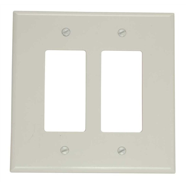 Placa de pared EZgeneration 88602 Decora de diseñador con toma de corriente GFCI sobredimensionada de 2 gangas en blanco - EZ1580042