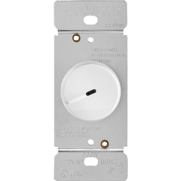 Atenuador rotativo para interruptores Eaton, 120 V, 600 W, Lámpara halógena/incandescente, 3 vías, blanco - RI06PL-W-K