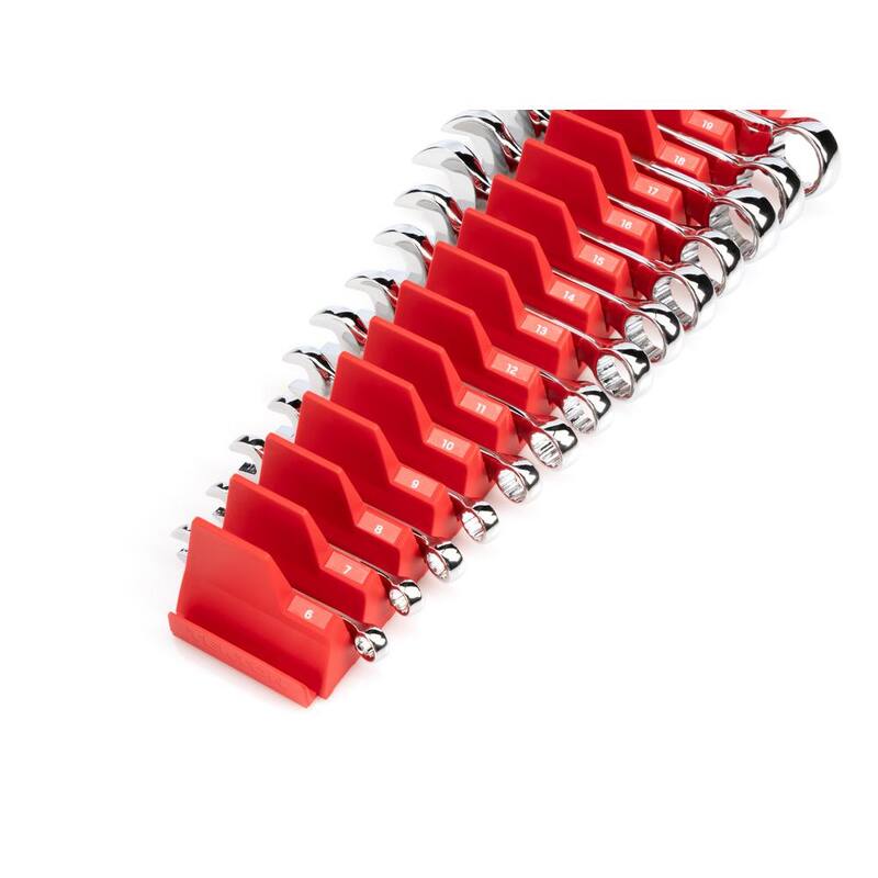 Juego de llaves combinadas cortas TEKTON de 6 mm a 19 mm con organizador modular ranurado (14 piezas) - WCB95402