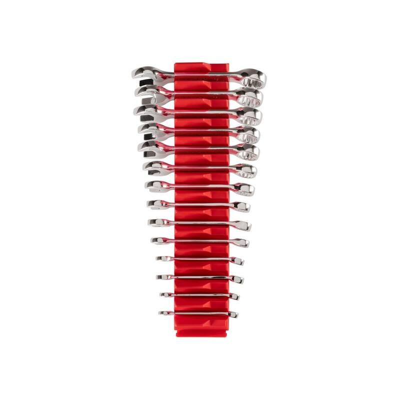 Juego de llaves combinadas cortas TEKTON de 6 mm a 19 mm con organizador modular ranurado (14 piezas) - WCB95402
