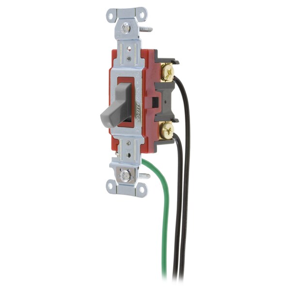 Hubbell Wiring Device-Kellems Hubbell- PRO Series, Toggle Switches, General Purpose AC, 3 Way, 20A 120/277VAC, Back and Side Wired, Pre-Wired with 8" #12 THHN - 1223PWGY