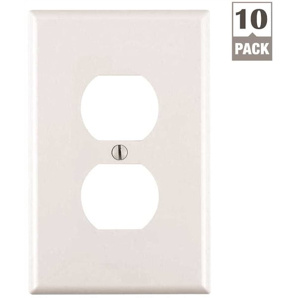 Placa de pared blanca de nailon para tomacorriente doble de 1-Gang de Leviton, 10 unidades - M52-00PJ8-0WM
