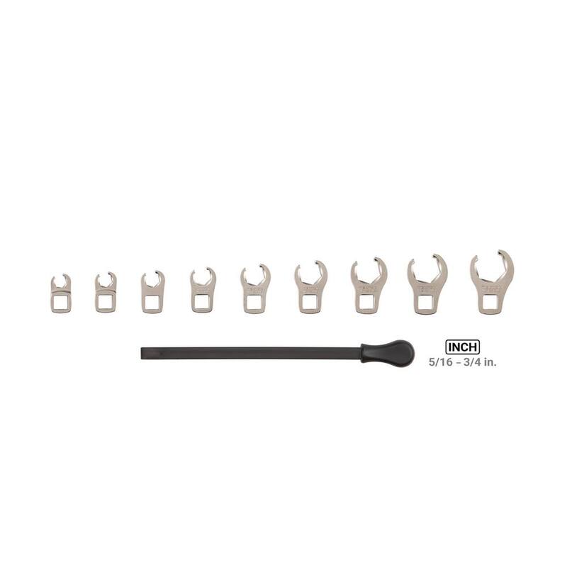Juego de llaves de corona para tuercas TEKTON de 5/16 a 3/4 pulg. con 6 puntas y unidad de 3/8 pulg. (9 piezas) con llave - WCF91120