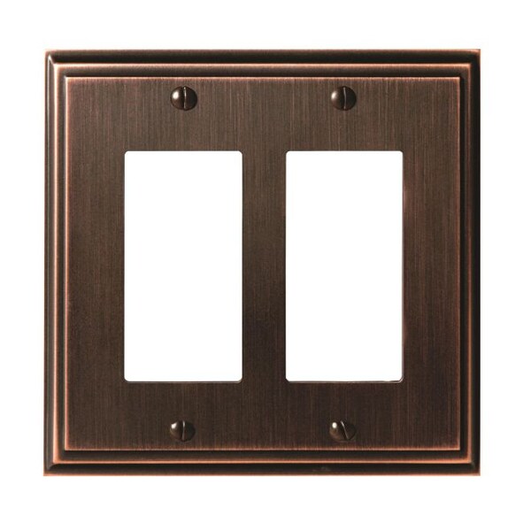 Placas de Pared de 2 Interruptores Amerock Mulholland, Número de Gangs: 2 Zinc, Acabado de Bronce Frotado con Aceite - BP36519ORB