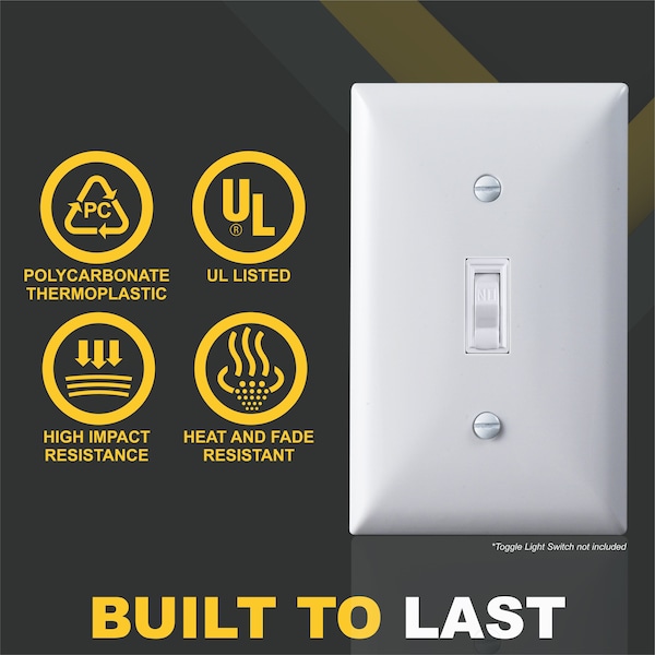 Cubierta de placa de pared en blanco para tomacorriente, tamaño estándar de 1 canal, blanco, paquete de 10 - BWP1-WH-10