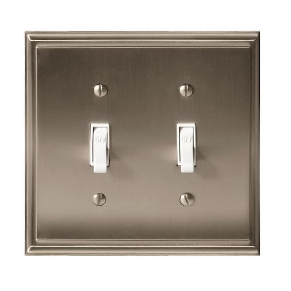Placas de pared de 2 interruptores Amerock, Número de ganglios: 2 Zinc, Acabado en níquel satinado - BP36515G10