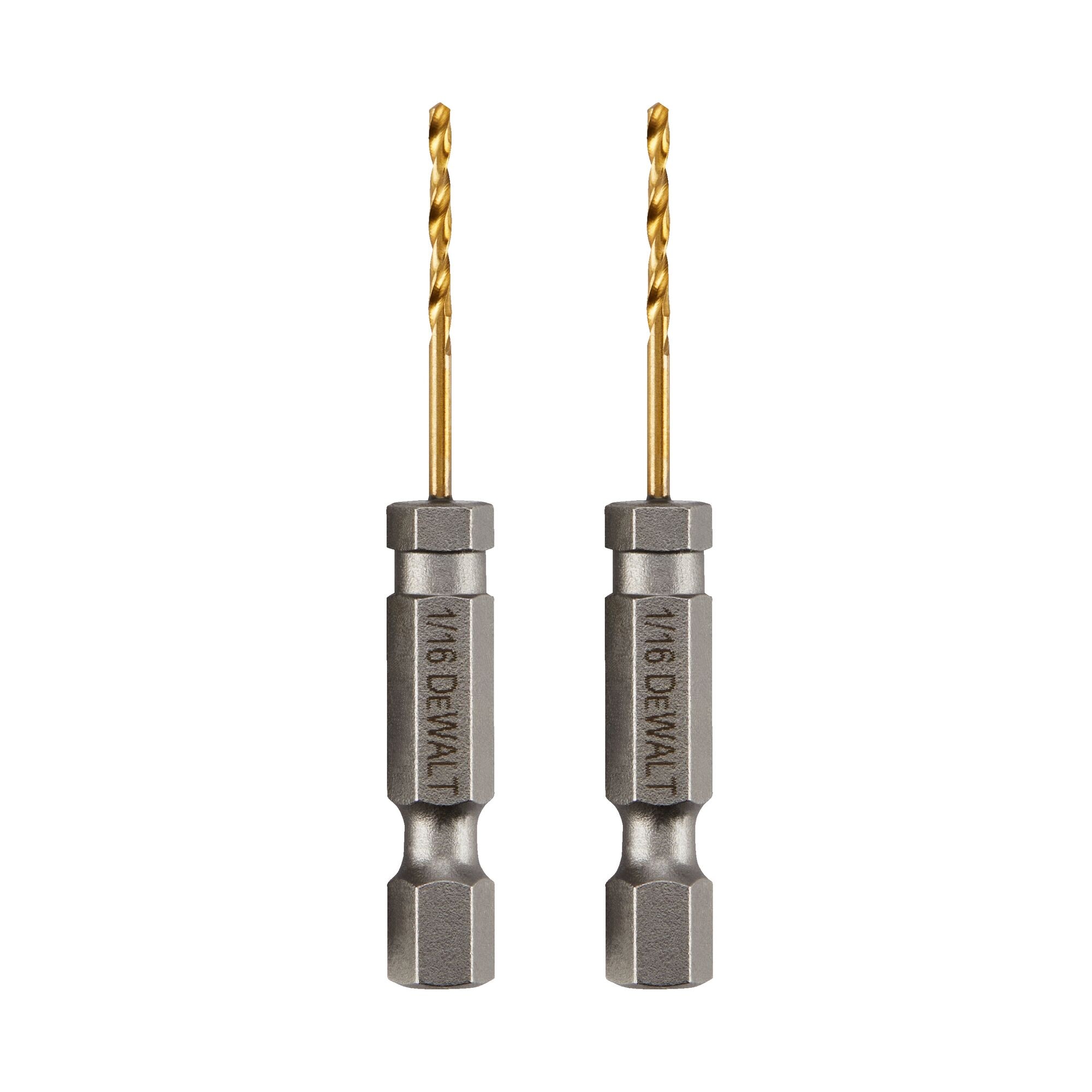 DEWALT DEWALT Juego de 2 brocas helicoidales de longitud para trabajo de 1/16 pulgadas x 2-1/4 pulgadas recubiertas de nitruro de titanio HSS - DD5104
