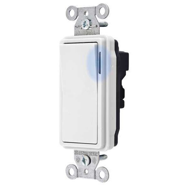 Interruptor de pared iluminado Hubbell Wiring Device-Kellems, de 3 vías, 20A, blanco - SNAP2123ILW