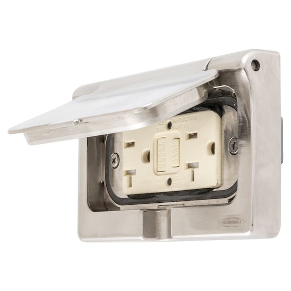 Placa de pared a prueba de clima de Hubbell Wiring Device-Kellems, Número de Gangs: 1-Gang Acero Inoxidable, Acabado Cepillado, Plateado - HBLSS263R