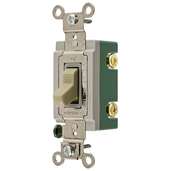 Hubbell Wiring Device-Kellems Wall Swtch, 2-Pol, 120/277V, 30A, Ivry, Toggl - HBL3032I