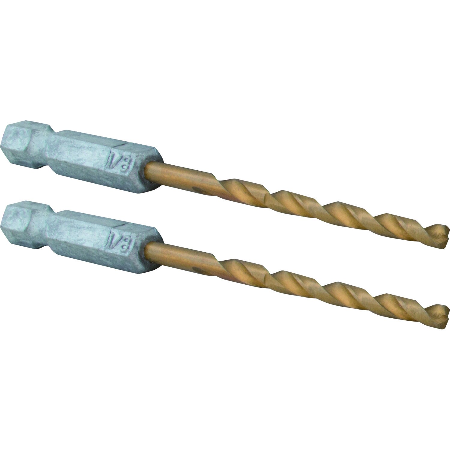 Artesano Artesano Juego de 2 piezas de broca helicoidal de longitud de trabajo de 1/8 pulgadas x 2-3/4 pulgadas recubierta de nitruro de titanio HSS - CMAM1308