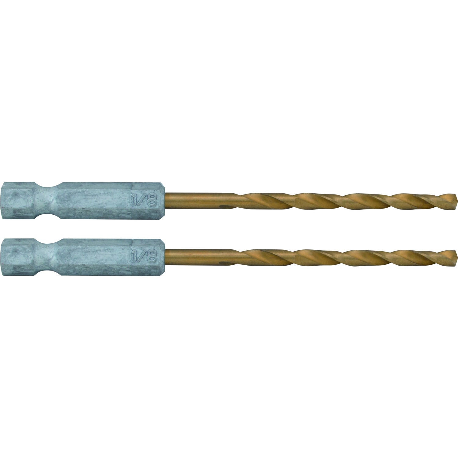 Artesano Artesano Juego de 2 piezas de broca helicoidal de longitud de trabajo de 1/8 pulgadas x 2-3/4 pulgadas recubierta de nitruro de titanio HSS - CMAM1308