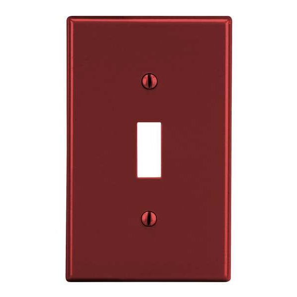 Placa de interruptor de palanca Hubbell Wiring Device-Kellems, Número de grupos: 1 de plástico, acabado suave, rojo - P1R