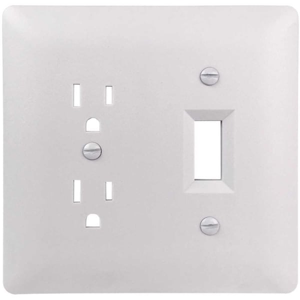 Placa de Pared de Plástico Texturizado Blanco de 2 Gang Decorativo Duplex/Toggle Combo Titan3 Technology - TPPCW-DT