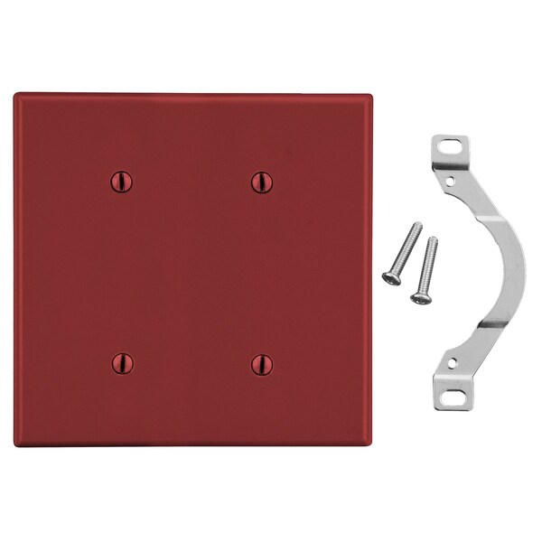 Placa de pared Hubbell Wiring Device-Kellems, 2-Gang, montaje de 2 soportes en blanco, roja - P24R