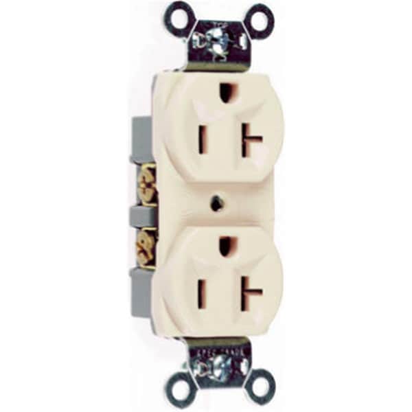 Toma duplex resistente Nextgen CRB5362LACC12 de 20A 125V, 2 polos y 3 cables de conexión a tierra, color almendra claro
