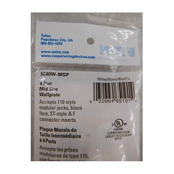 Placas de Pared y Accesorios Eaton - 5540W-MSP
