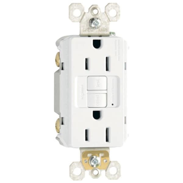 Tomacorriente GFCI de autoprueba con conexión a tierra de 3 cables 15A 125V, blanco - NE569215