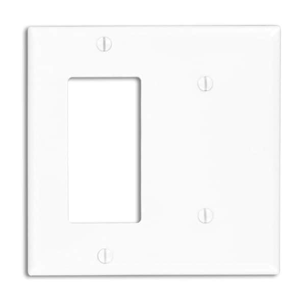 Ezgeneration 4.5 x 4.56 in. 2 Gang 1 Blank Thermoplastic Nylon Decor Wall Plate, White - EZ2437050