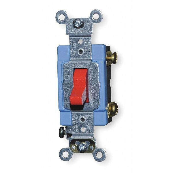Interruptor de Pared Leviton, 1-Polo, 120/277V, 15A, Rojo, Palanca - 1201-2R