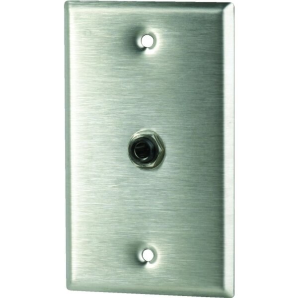 Placa de pared Anacom Medtek, acero inoxidable, una sola toma de corriente, toma de 6 contactos Zenith con cables - S4010-00