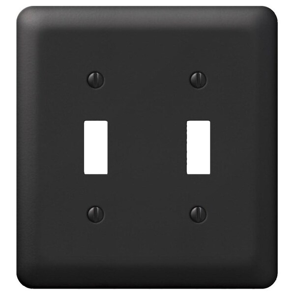 Amerelle Devon Wallplate, 5 in L, 4-5/8 in W, 2 -Gang, Steel, Black - 935TTBK