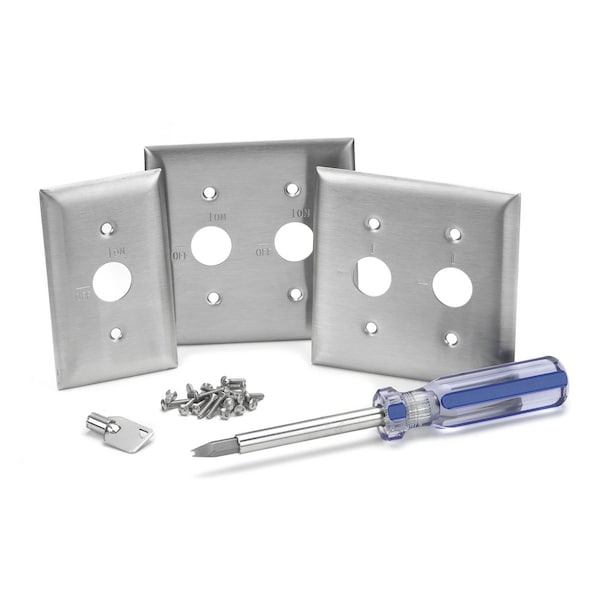 Placas de pared de seguridad para cubierta de caja, número de grupos: 1 Acero inoxidable, acabado cepillado - SS12RKLM