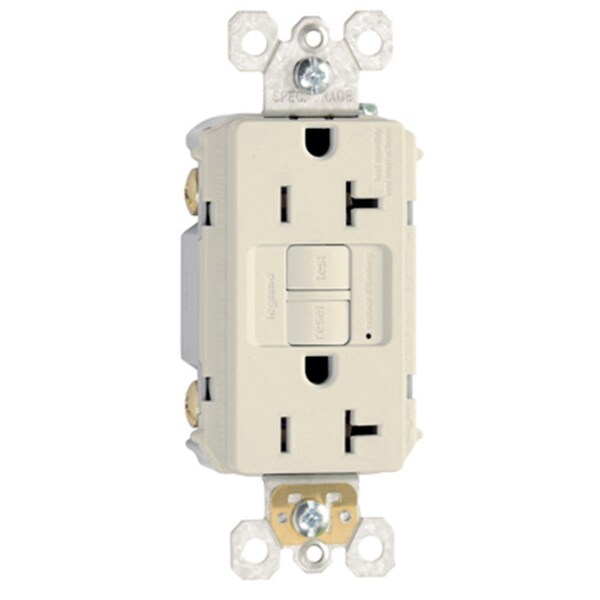 Nextgen 2097LACC10 20A 125V 2 Polos, 3 Cables con Conexión a Tierra, Toma de Corriente GFCI de Autoprueba de Servicio Pesado, Color Almendra