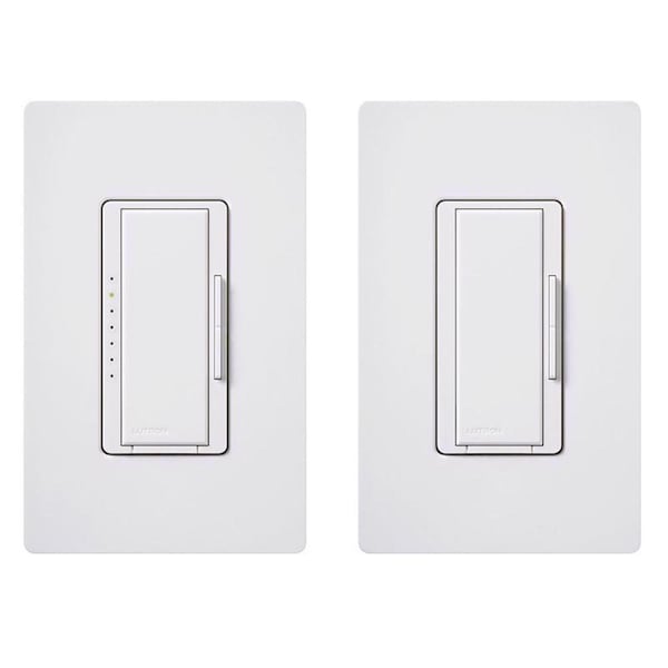 Interruptor atenuador de 3 vías blanco de 150 W Mastro Duo Lutron Maestro 1 pk - MACL-153M-RHW-W