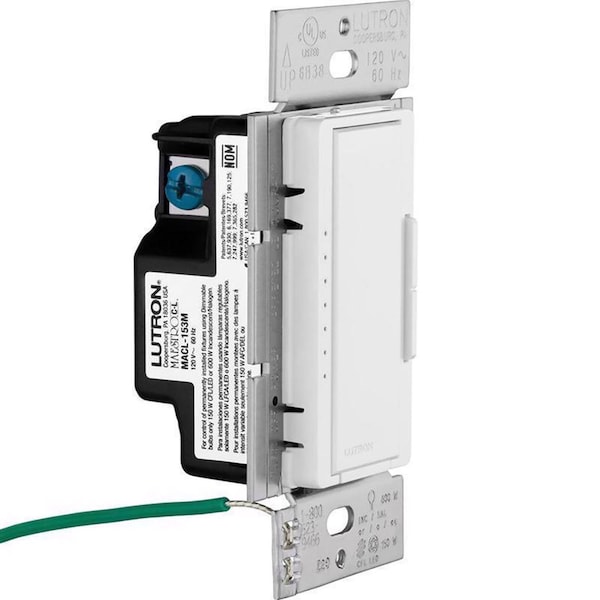 Interruptor atenuador de 3 vías blanco de 150 W Mastro Duo Lutron Maestro 1 pk - MACL-153M-RHW-W