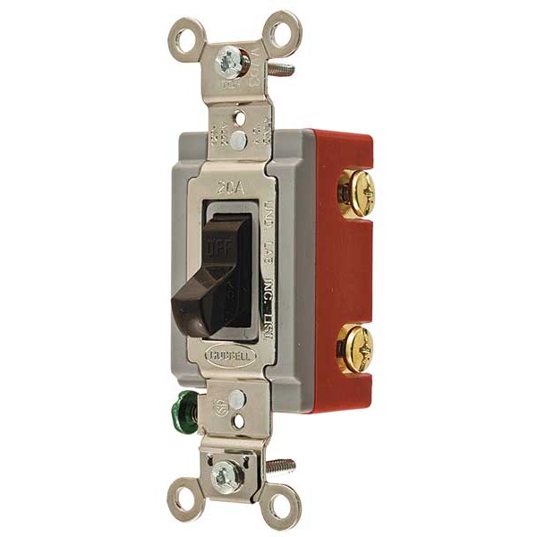 Interruptor de pared 4 vías Hubbell Wiring Device-Kellems, 120/277V, 20A, Marrón, palanca - HBL1224