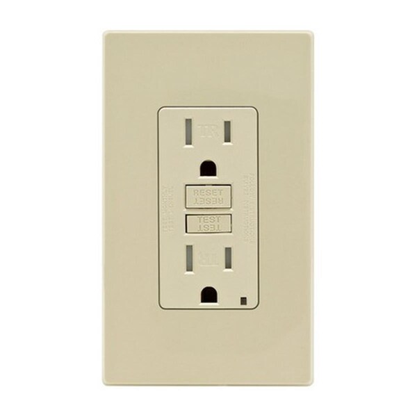 Tomacorriente GFCI de placa de pared sin tornillos Ezgeneration GFTR1-0PI 15 amp 125 V - EZ613184