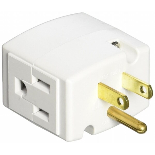 Adaptador de conexión a tierra de triple cubo blanco de 15 amperios Leviton