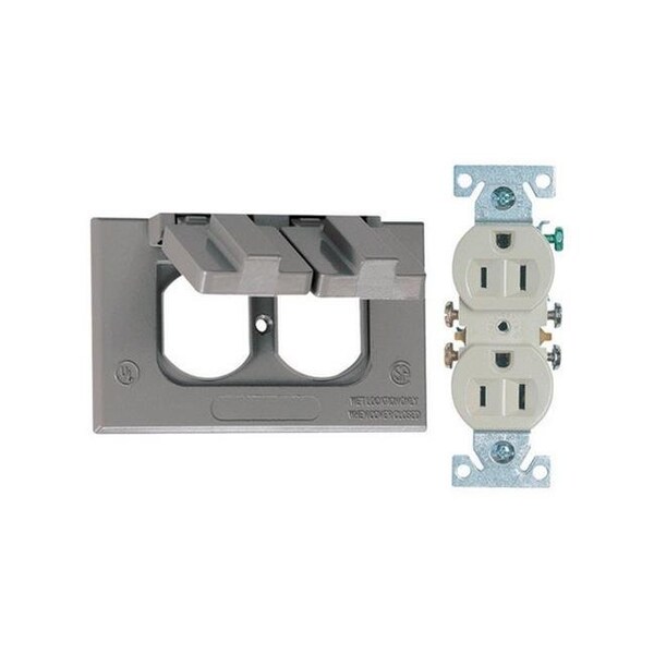 Cubierta para receptáculo dúplex resistente a la intemperie Sirius A 14227 de 1 circuito en gris - SI151008