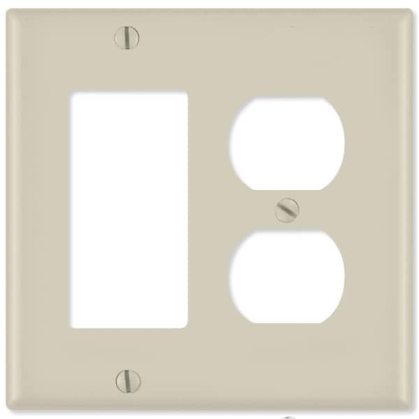 Placa de pared combinada LV80455x-LV80455T, 1 Decora y 1 receptáculo dúplex, color almendra claro - EZ2416267