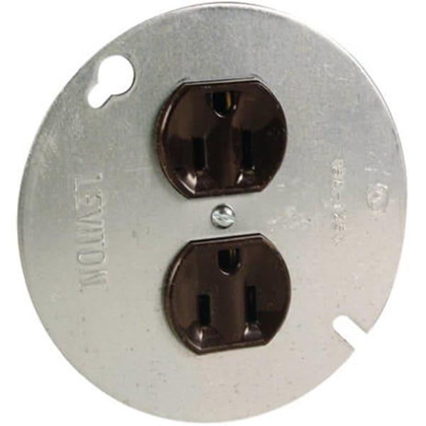 Toma de corriente marrón Nextgen 4048CC4 15A, 125V con placa redonda de 4 pulgadas - NE569117