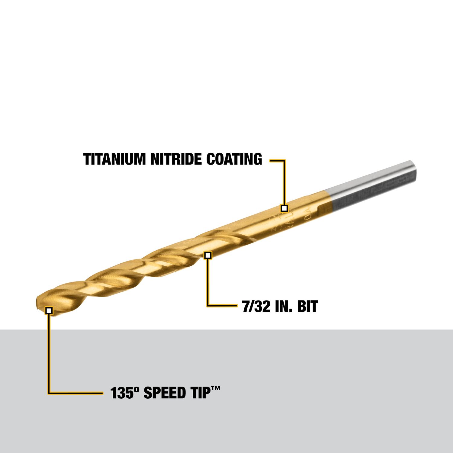 Broca helicoidal de longitud estándar DEWALT DEWALT 7/32 pulgadas x 1-5/8 pulgadas con recubrimiento de nitruro de titanio HSS - DW1314