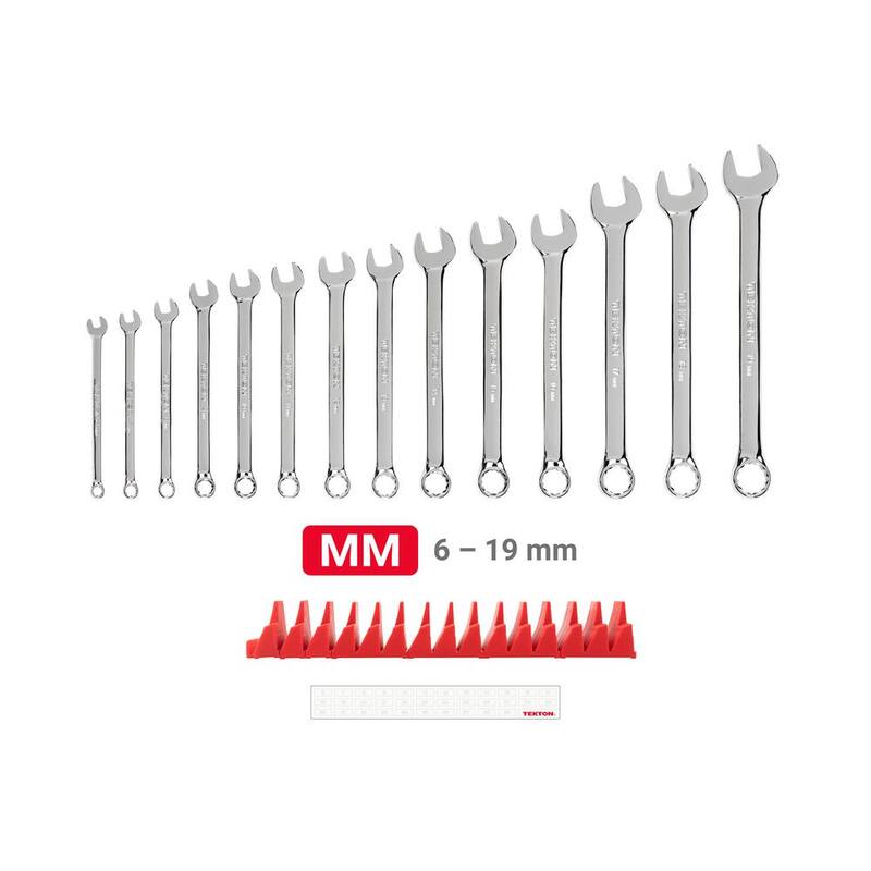 Set de llaves combinadas TEKTON de 6 mm a 19 mm con organizador modular de ranuras (14 piezas) - WCB95201