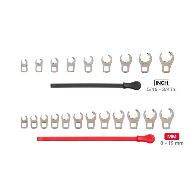 Juego de Llaves de Tuercas de Corona TEKTON de 5/16 a 3/4 pulgadas, de 8 a 19 mm, de 3/8 de pulgada con 6 puntos y 21 piezas con llaves - WCF91320